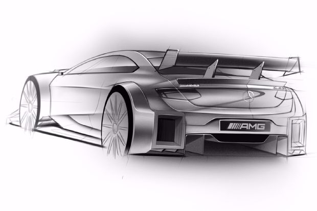 2016 Mercedes AMG DTM Car Sketch Rear Three Quarter
