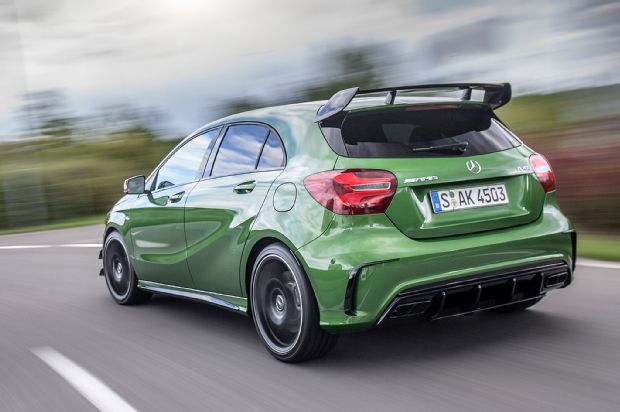 2016 Mercedes AMG A45 4Matic Rear Three Quarter In Motion 02