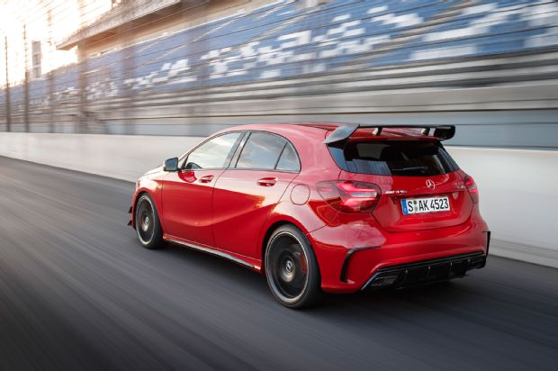 2016 Mercedes AMG A45 4Matic Rear Three Quarter In Motion 08
