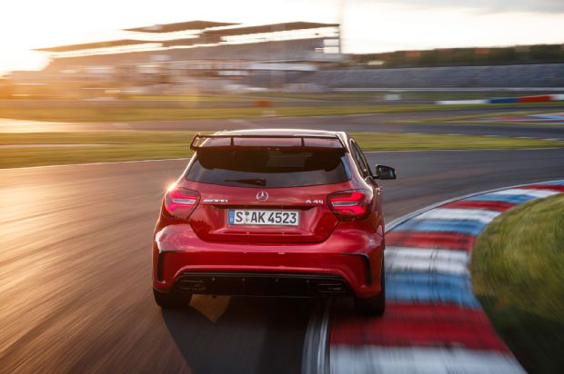 2016 Mercedes AMG A45 4Matic Rear View In Motion 03