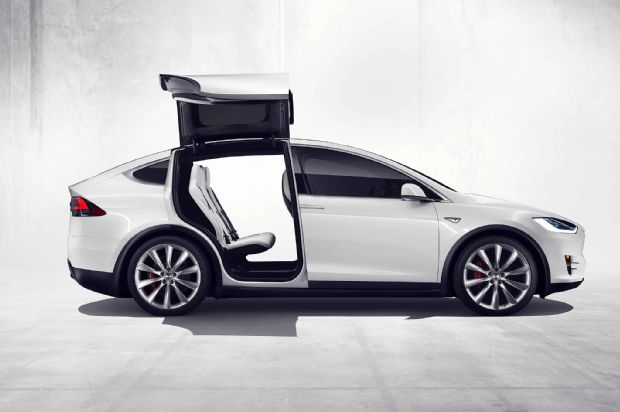 2016 Tesla Model X Official Photos Falcoln Door Open Side