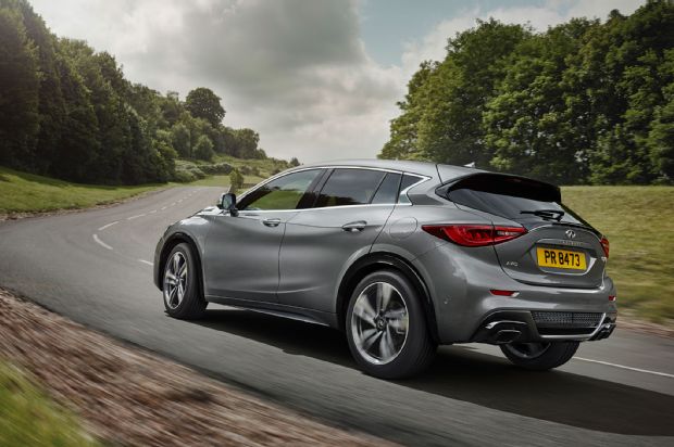 2017 Infiniti Q30 Luxury Hatchback Rear Three Quarter In Motion 01