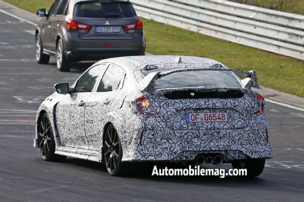 Honda Civic Type R Sedan Spyshot Rear Three Q 2