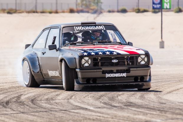 Ken Block 1978 Ford Escort Mk2 RS Gymkhana Car Front Three Quarter In Motion