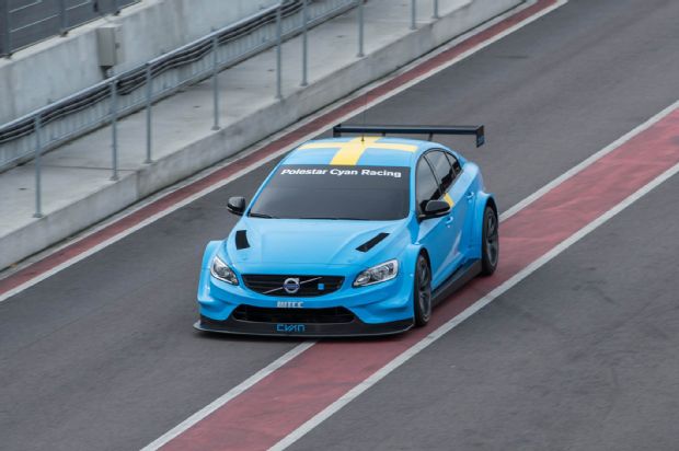 Volvo S60 Polestar Racer Blue On Track Front Three Quarters