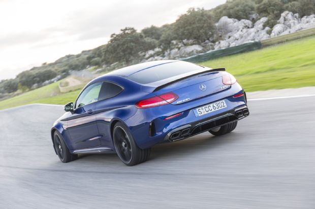 2017 Mercedes AMG C63 S Coupe Rear Three Quarter In Motion
