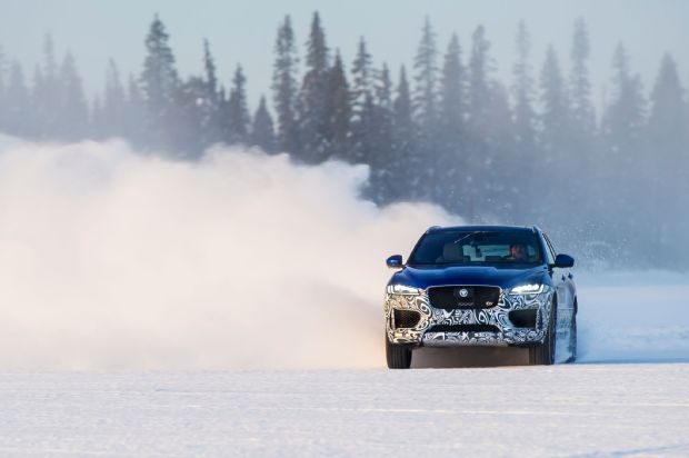 2017 Jaguar F Pace Prototype Front View In Motion 01