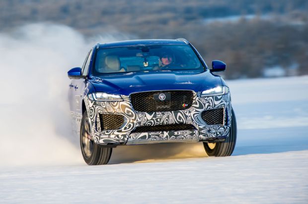 2017 Jaguar F Pace Prototype Front View In Motion 03