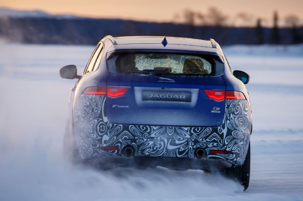 2017 Jaguar F Pace Prototype Rear View In Motion