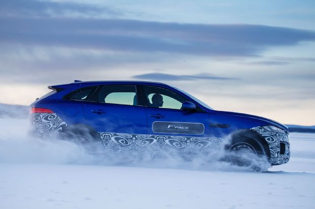 2017 Jaguar F Pace Prototype Side Profile In Motion 19