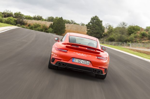 2017 Porsche 911 Turbo S Rear End In Motion 02
