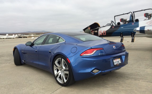 2012 Fisker Karma + Aero L-39 Albatros jet trainer, Hollister Municipal Airport, CA [by Refael Azi]