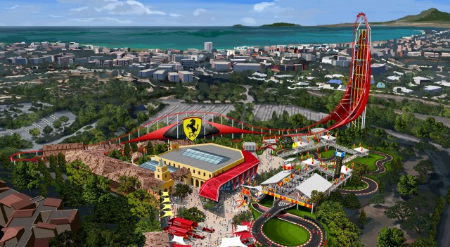 Concept drawing for Ferrari Land theme park in Barcelona, Spain