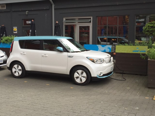 Kia Soul EV at Granville Island, British Columbia, Canada