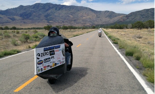 Terry Hershner competing in 2014 Vetter Challenge for motorcycle with lowest energy cost Terry Hershner competing in 2014 Vetter Challenge for motorcycle with lowest energy cost
