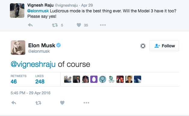 Elon Musk confirms Ludicrous Mode for the Model 3 via Twitter