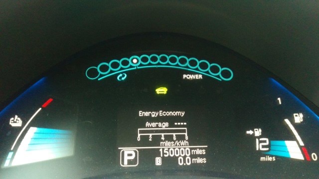 Steve Marsh's 2011 Nissan Leaf electric car, showing 150,000 miles, May 2016 Steve Marsh's 2011 Nissan Leaf electric car, showing 150,000 miles, May 2016