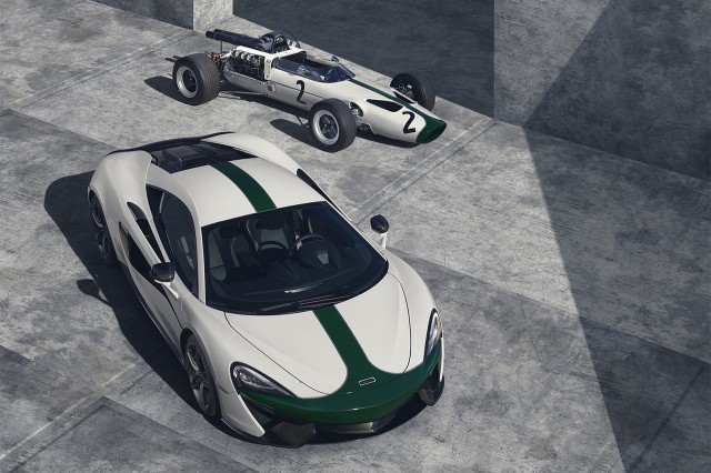 1966 McLaren M2B Formula One car and 2016 McLaren 570S