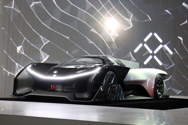 Faraday Future FFZERO1 Concept, unveiled at 2016 Consumer Electronics Show, Las Vegas