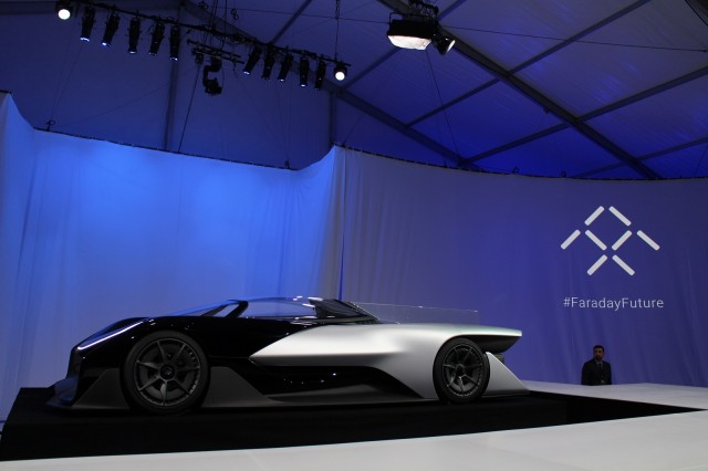 Faraday Future FFZERO1 Concept, unveiled at 2016 Consumer Electronics Show, Las Vegas