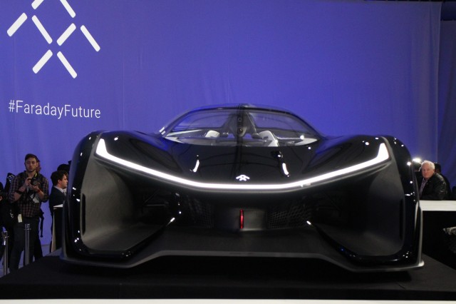 Faraday Future FFZERO1 Concept, unveiled at 2016 Consumer Electronics Show, Las Vegas Faraday Future FFZERO1 Concept, unveiled at 2016 Consumer Electronics Show, Las Vegas