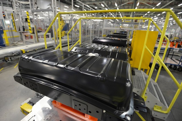 Lithium-ion cell and battery pack assembly for Nissan Leaf electric car in Sunderland, U.K., plant Lithium-ion cell and battery pack assembly for Nissan Leaf electric car in Sunderland, U.K., plant