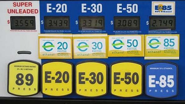 Pump with multiple ethanol/gasoline blends.