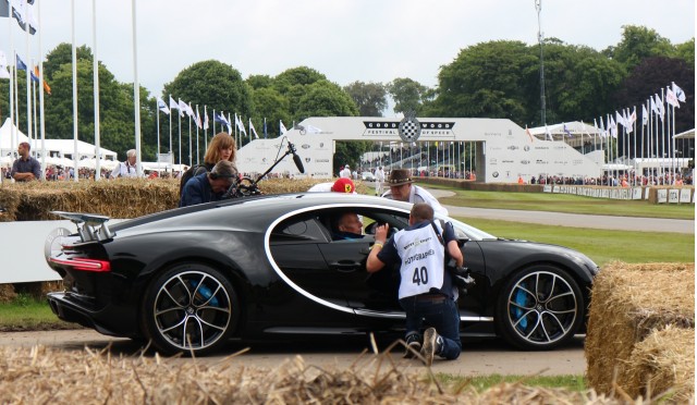 Bugatti Chiron preparing to enter the track at 2016 Goodwood Festival of Speed Bugatti Chiron preparing to enter the track at 2016 Goodwood Festival of Speed