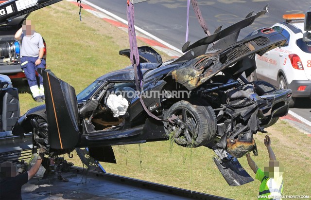 Koenigsegg One:1 crash on the Nürburgring - Image via S. Baldauf/SB-Medien