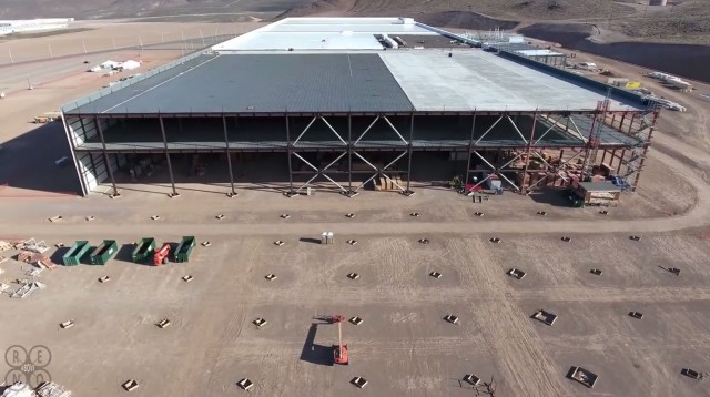 Tesla gigafactory, March 2016, shown in drone footage posted to YouTube by Above Reno