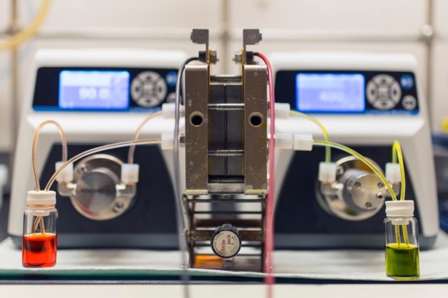 Flow-cell battery prototype developed by Harvard University Flow-cell battery prototype developed by Harvard University