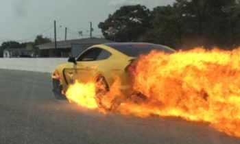 Shelby GT350 turns into fireball after flames kill brakes at 100 mph