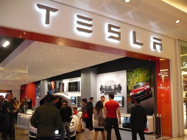 Tesla Store opening in Westfield Mall, London, Oct 2013