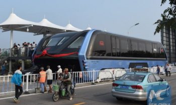 China’s traffic-straddling bus is real, carries first passengers