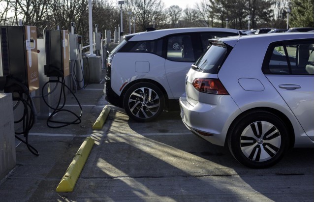 BMW i3 and Volkswagen e-Golf electric cars using Combined Charging System (CCS) DC fast charging