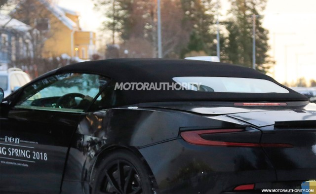 2018 Aston Martin DB11 Volante spy shots - Image via S. Baldauf/SB-Medien 2018 Aston Martin DB11 Volante spy shots - Image via S. Baldauf/SB-Medien