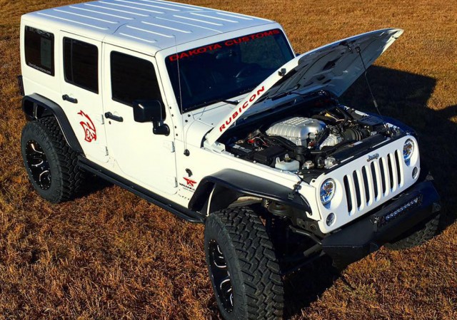 Dakota Customs' Jeep Wrangler Unlimited with supercharged 6.2-liter V-8 Hellcat engine