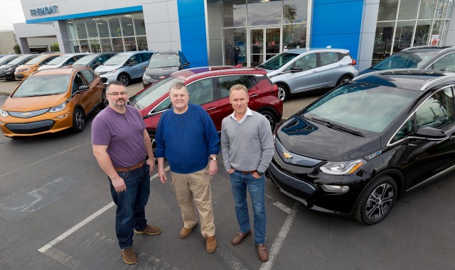 First 2017 Chevrolet Bolt EV buyers, Fremont, California: Bobby Edmonds, Bill Mattos, Steve Henry