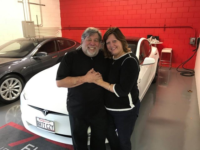 Steve and Janet Wozniak with new 2016 Tesla Model S, December 2016 [source: Steve Wozniak Facebook]