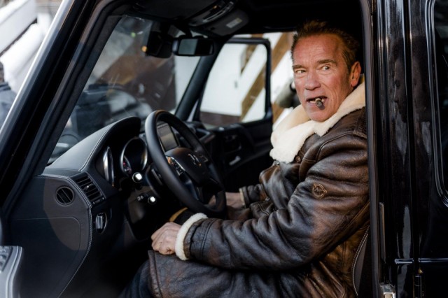 Arnold Schwarzenegger with Kreisel Mercedes-Benz G-Class electric conversion