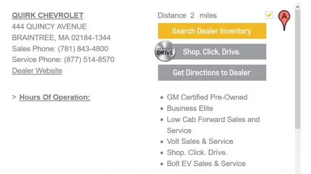 Example of dealership certified to sell Chevrolet Bolt EV electric car