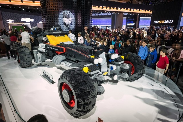 Life-size Lego Batmobile built by Chevrolet, 2017 Detroit auto show
