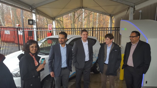 SimpleFuel team with unita Satyapal, Fuel-Cell Technology Office director, with hydrogen dispenser