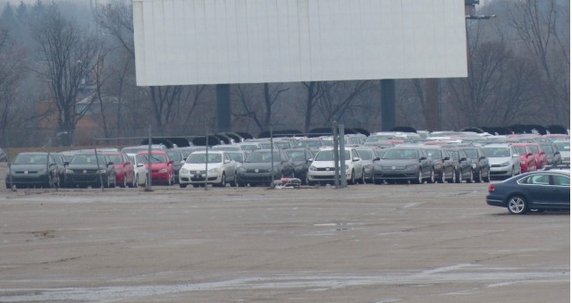 Volkswagen TDI diesel cars stored at Pontiac Silverdome (Photo by Jalopnik)