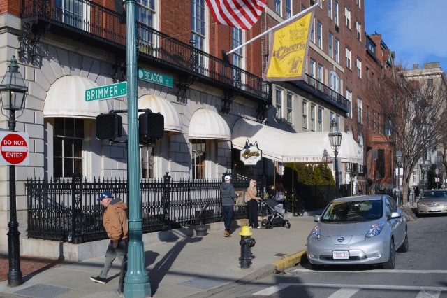 2015 Nissan Leaf in front of Cheers Bar, Boston [photo: John Briggs]