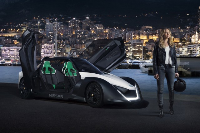 Margot Robbie and the Nissan BladeGlider in Monaco