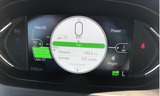 Energy efficiency and distance covered in 2017 Chevrolet Bolt EV road trip by owner Dawn Hall