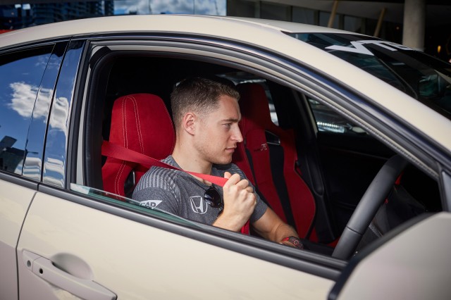 McLaren Formula One driver Stoffel Vandoorne samples the 2017 Honda Civic Type R