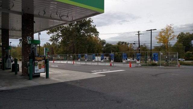 Quick Check convenience store with Tesla Superchargers under construction, Kingston, New York Quick Check convenience store with Tesla Superchargers under construction, Kingston, New York