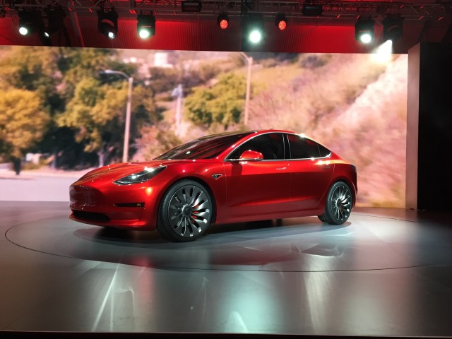 Tesla Model 3 design prototype - reveal event - March 2016 Tesla Model 3 design prototype - reveal event - March 2016